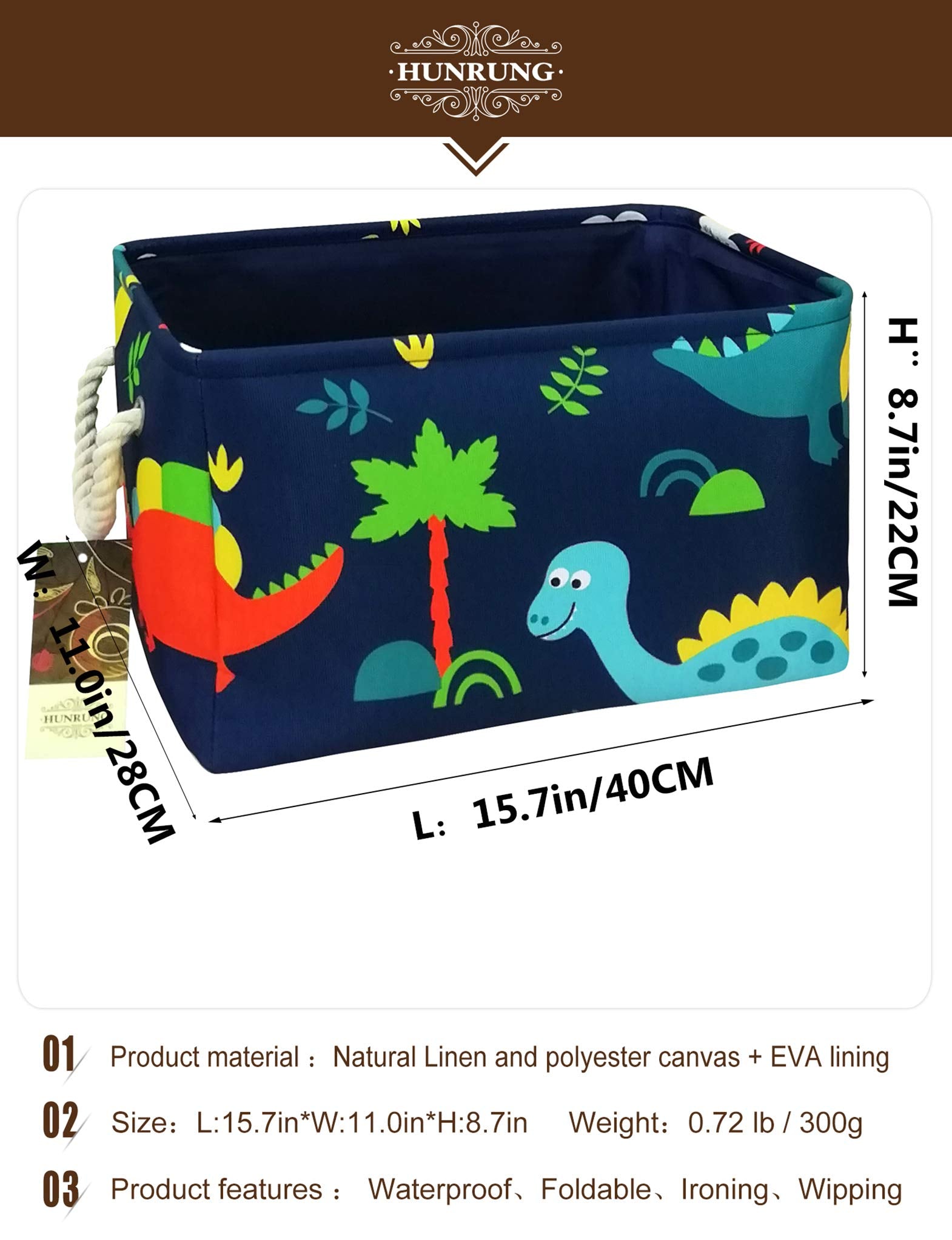 HUNRUNG storage basket with animal pattern for nursery organization