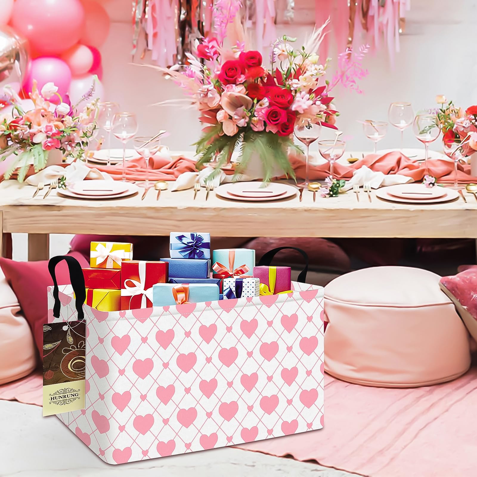 HUNRUNG animal-pattern basket adds charm while concealing clutter.