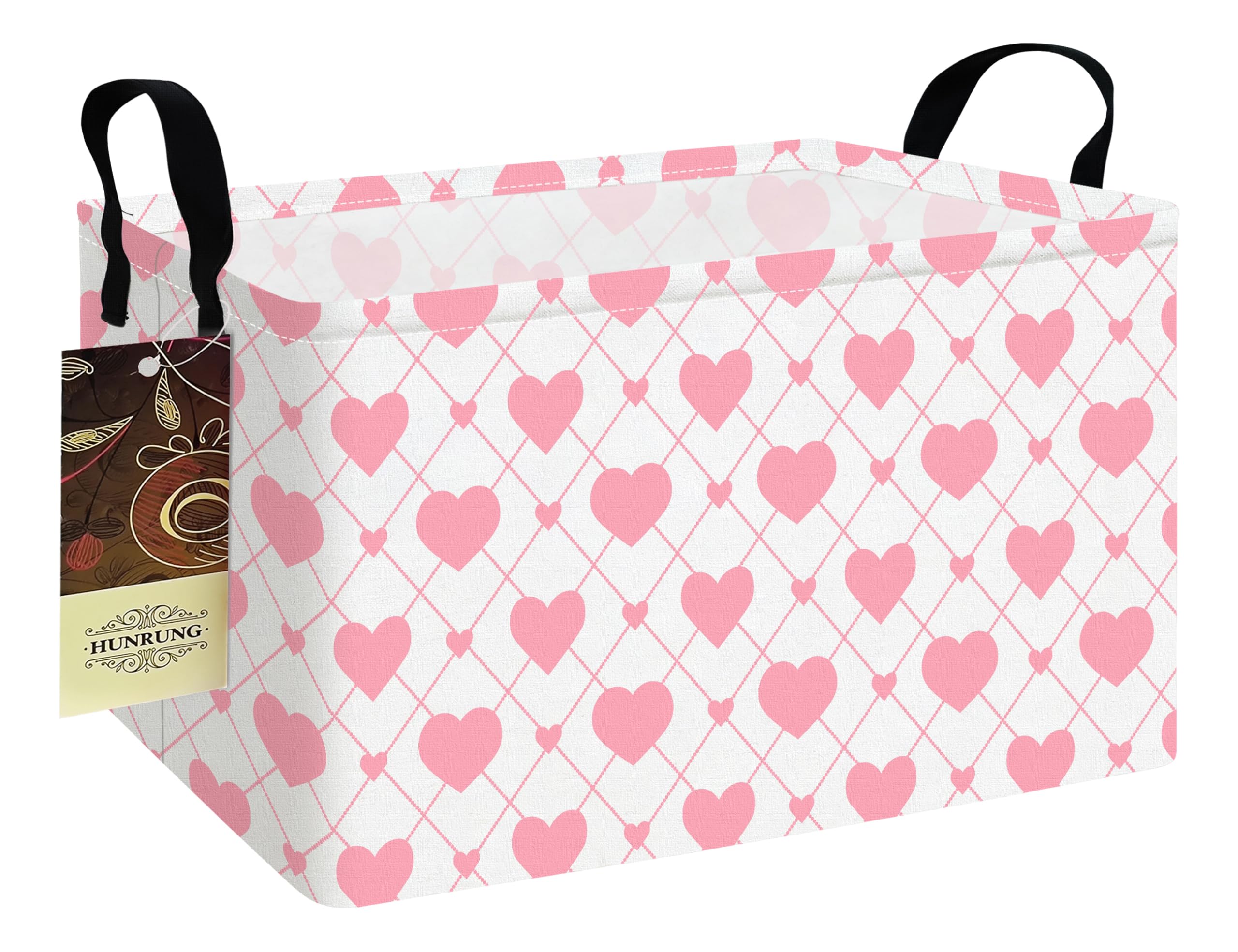 HUNRUNG Rectangle Storage Basket with cute canvas design keeps toys organized.