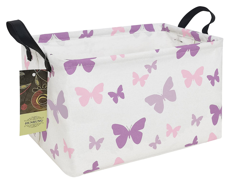 HUNRUNG rectangle storage basket with cute canvas design for versatile organization