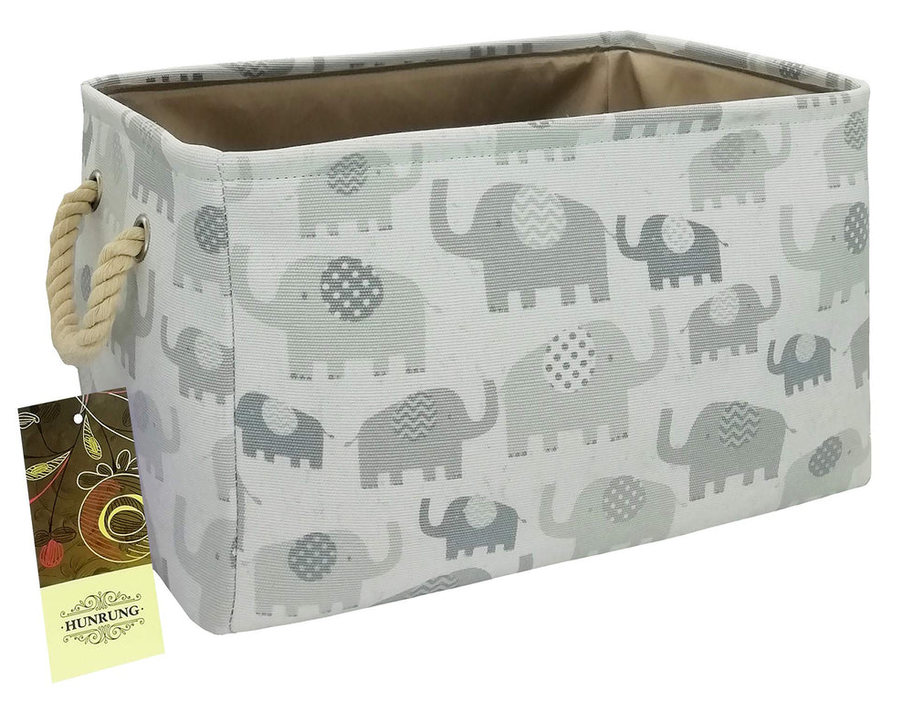 HUNRUNG rectangle storage basket with elephant pattern in full view for organized living spaces