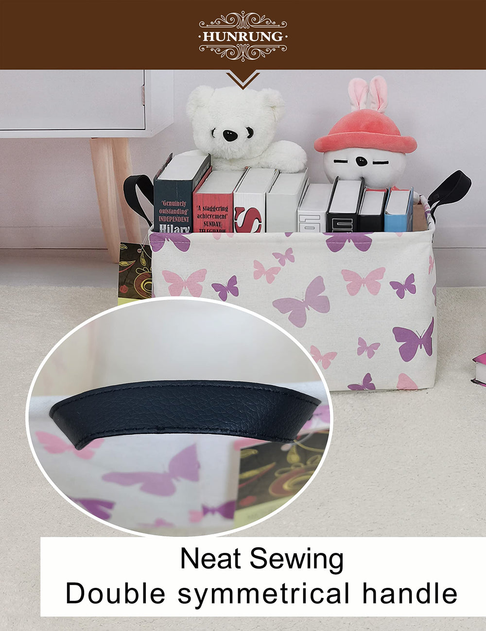 HUNRUNG rectangle storage basket toy storage keeps playroom tidy