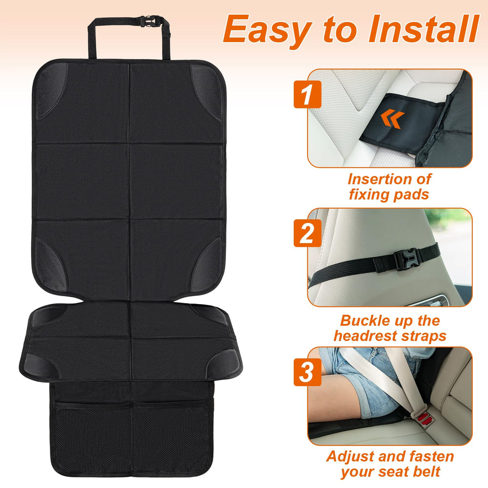 Husfunov protector with storage pockets keeps toys and snacks organized.