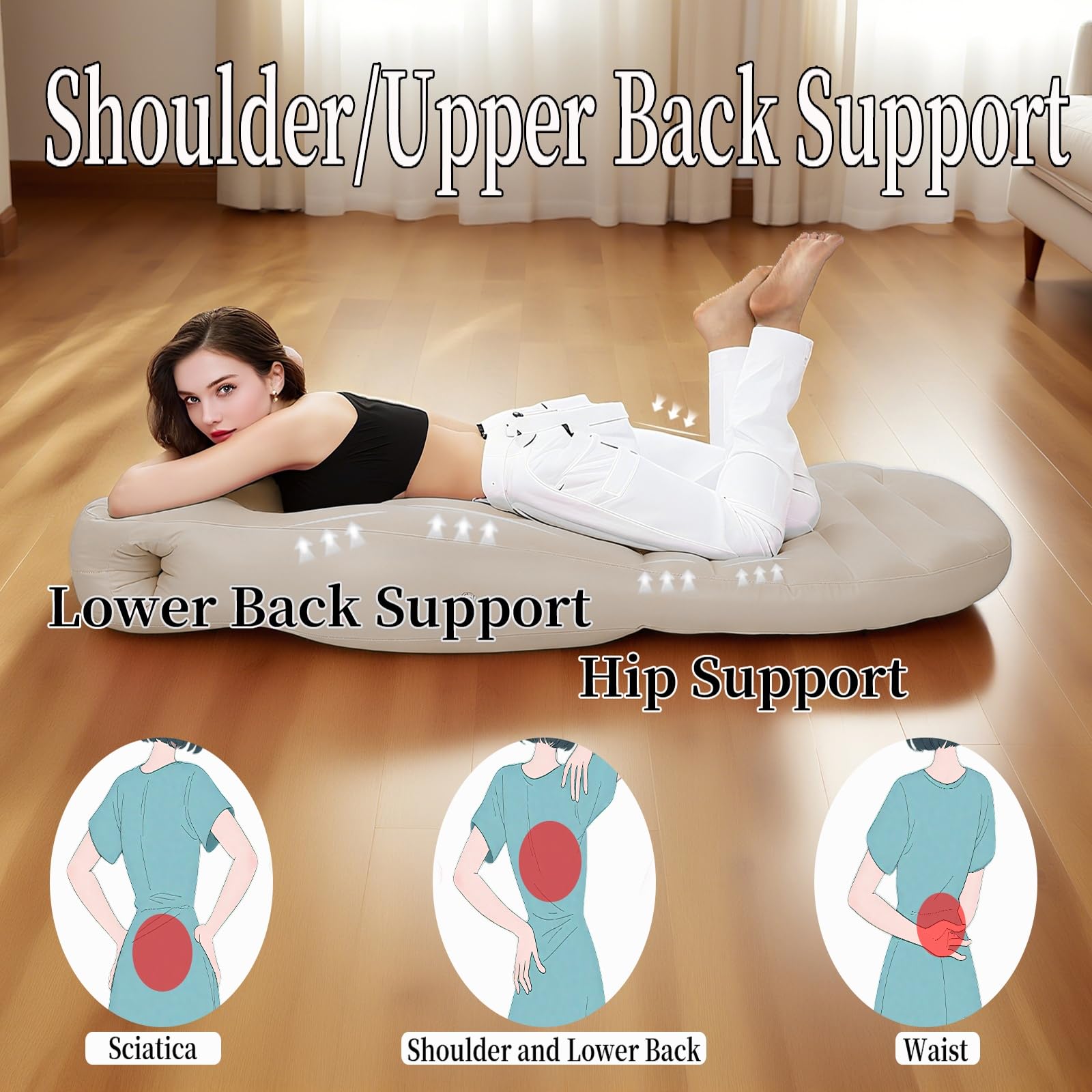 Hushblade pregnancy pool float designed for back and hip relief during lounging.