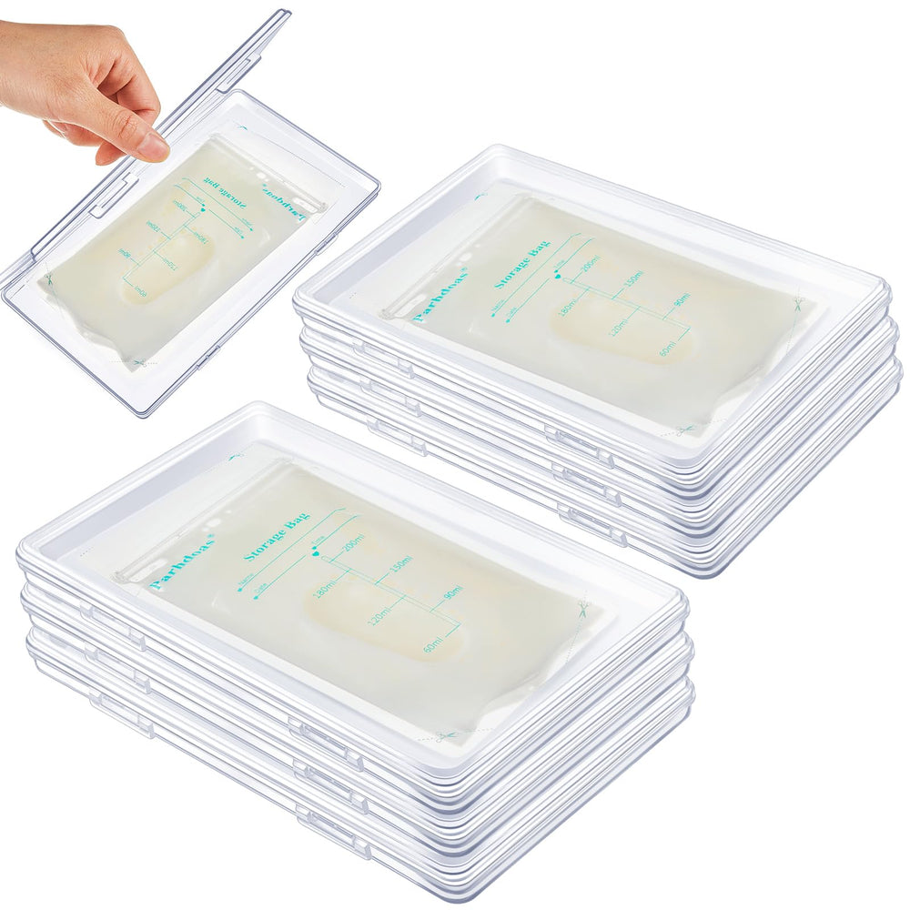 Hushee clear flat breast milk freezer tray with buckle design for secure storage