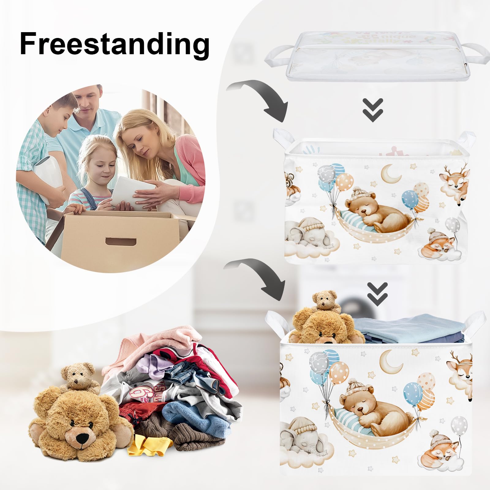 HUUMONSS 36L Nursery Toy Storage Bin offers ample space for blankets, plush toys, and clothes.