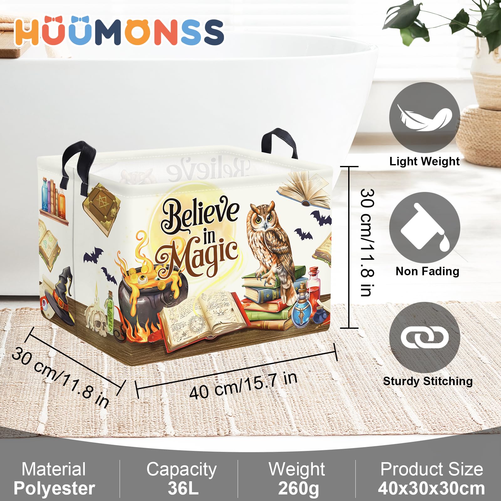 HUUMONSS Baby clothes hamper for nursery, folds flat when not in use