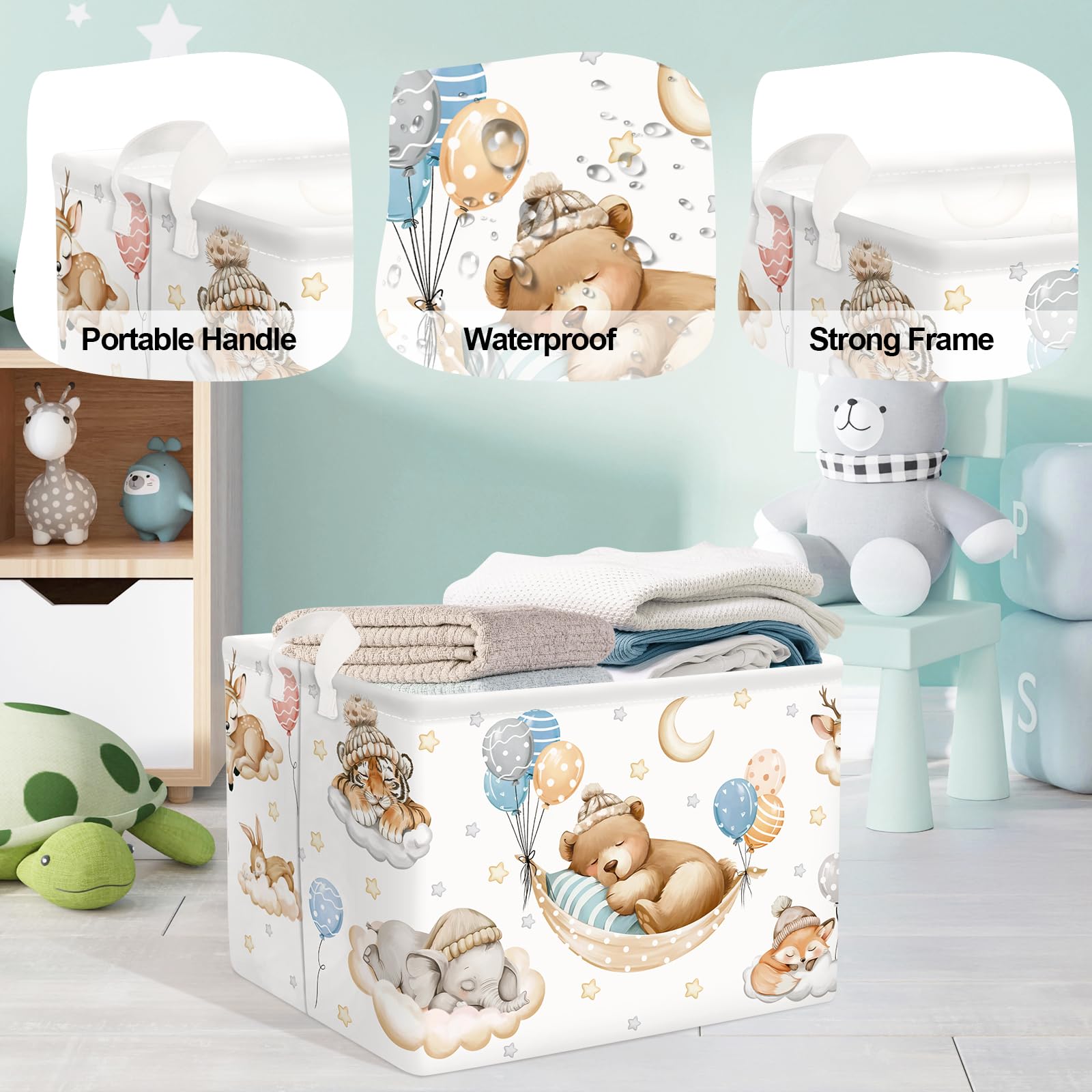 HUUMONSS Bear-themed Kids Clothes Bin helps tidy bedrooms while adding playful decor.