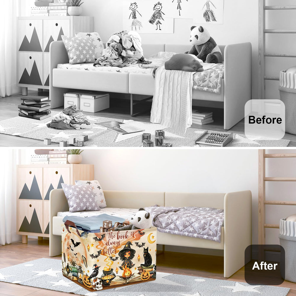 HUUMONSS Black Cat Witch Basket, charming storage for kid's room and play spaces.