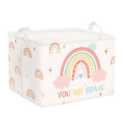 HUUMONSS rainbow baby laundry hamper in pink for tidy nurseries and easy stacking