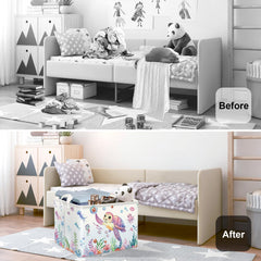 HUUMONSS Collapsible 36L kid laundry hamper stands upright and stores flat when not in use.