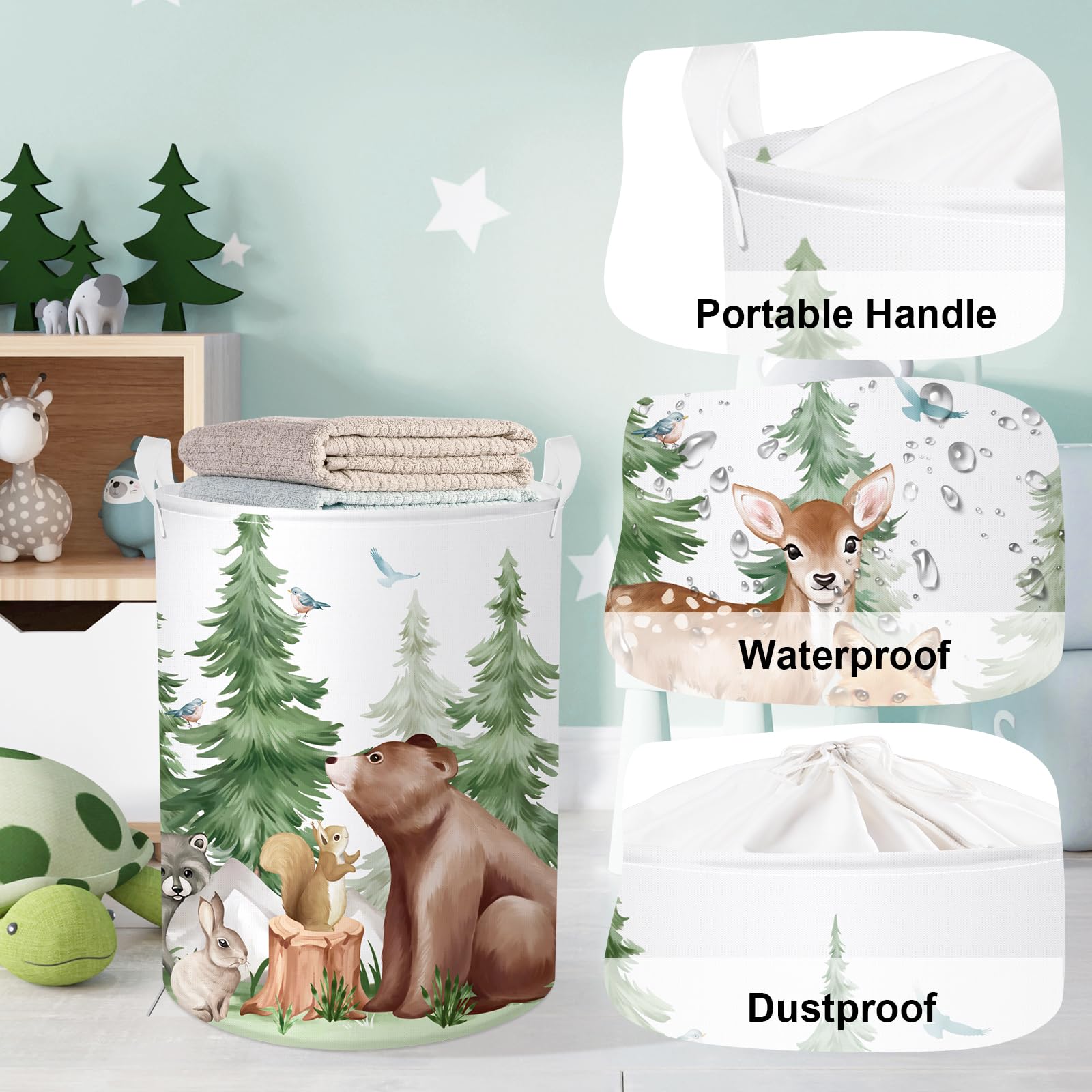 HUUMONSS collapsible laundry bin with top frame, stands upright for easy filling.