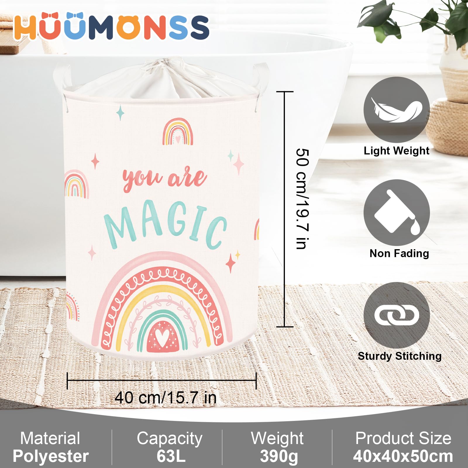 Huumonss colorful clouds rainbow pattern adds playful charm to nursery