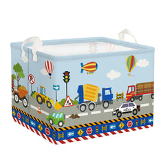 HUUMONSS construction vehicle laundry hamper keeps toys organized and rooms tidy.