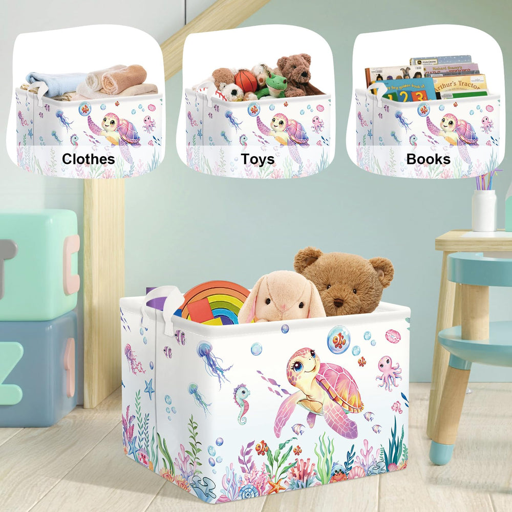 HUUMONSS Cute clothes organizer basket adds color while keeping room organized.