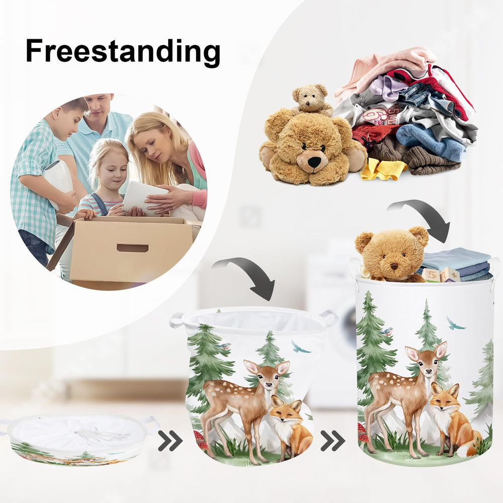HUUMONSS deer illustration storage basket, keeps nursery toys tidy and accessible.