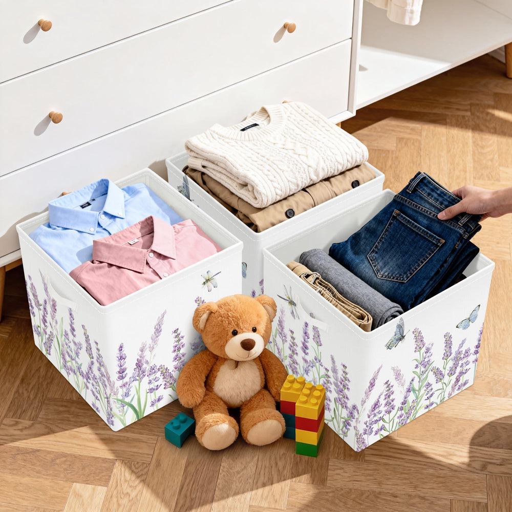 HUUMONSS dragonfly print bin doubles as a decorative storage basket.