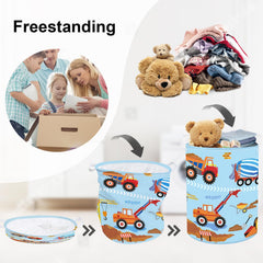 HUUMONSS excavator laundry hamper 63L for large toy storage.