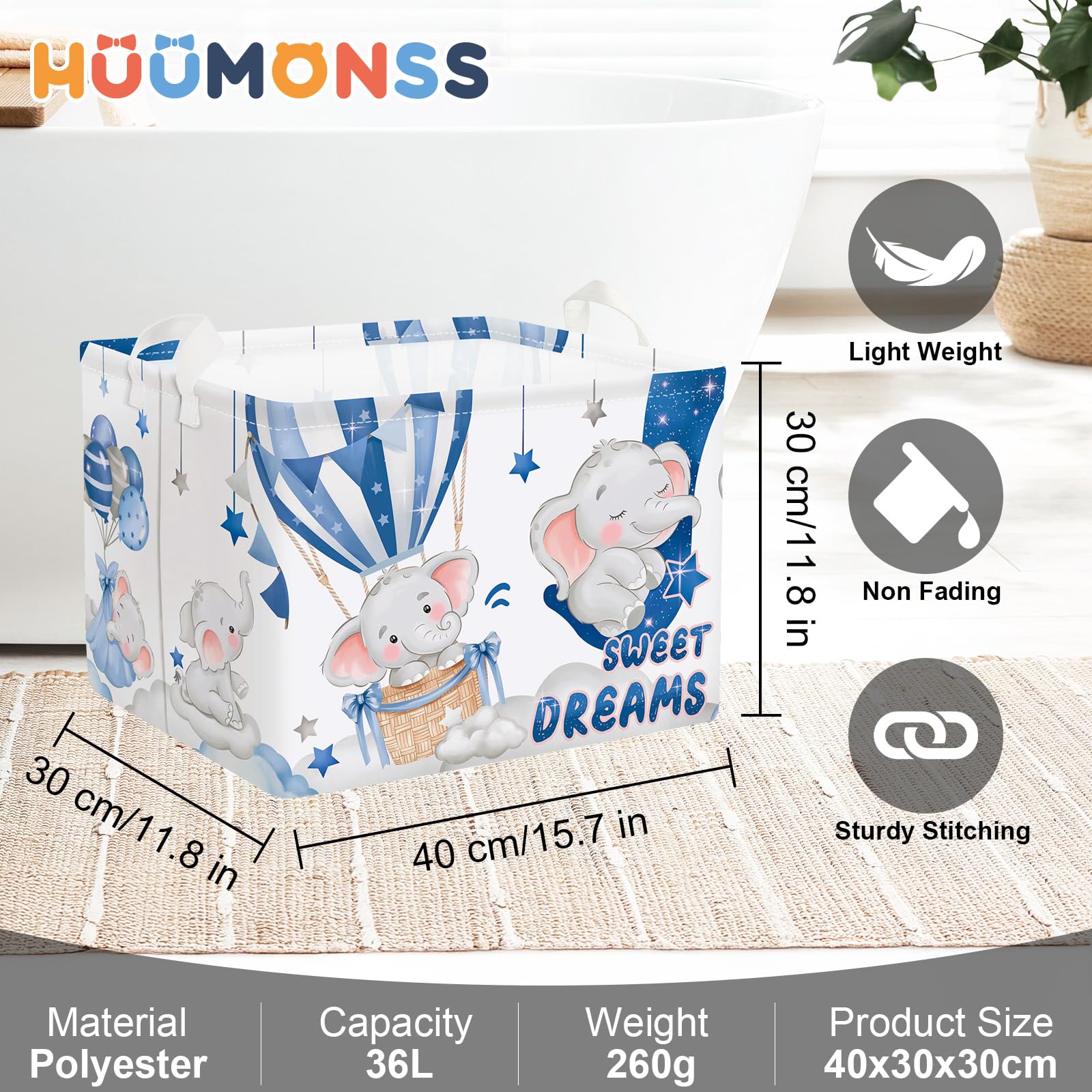 HUUMONSS foldable elephant hamper compact storage solution