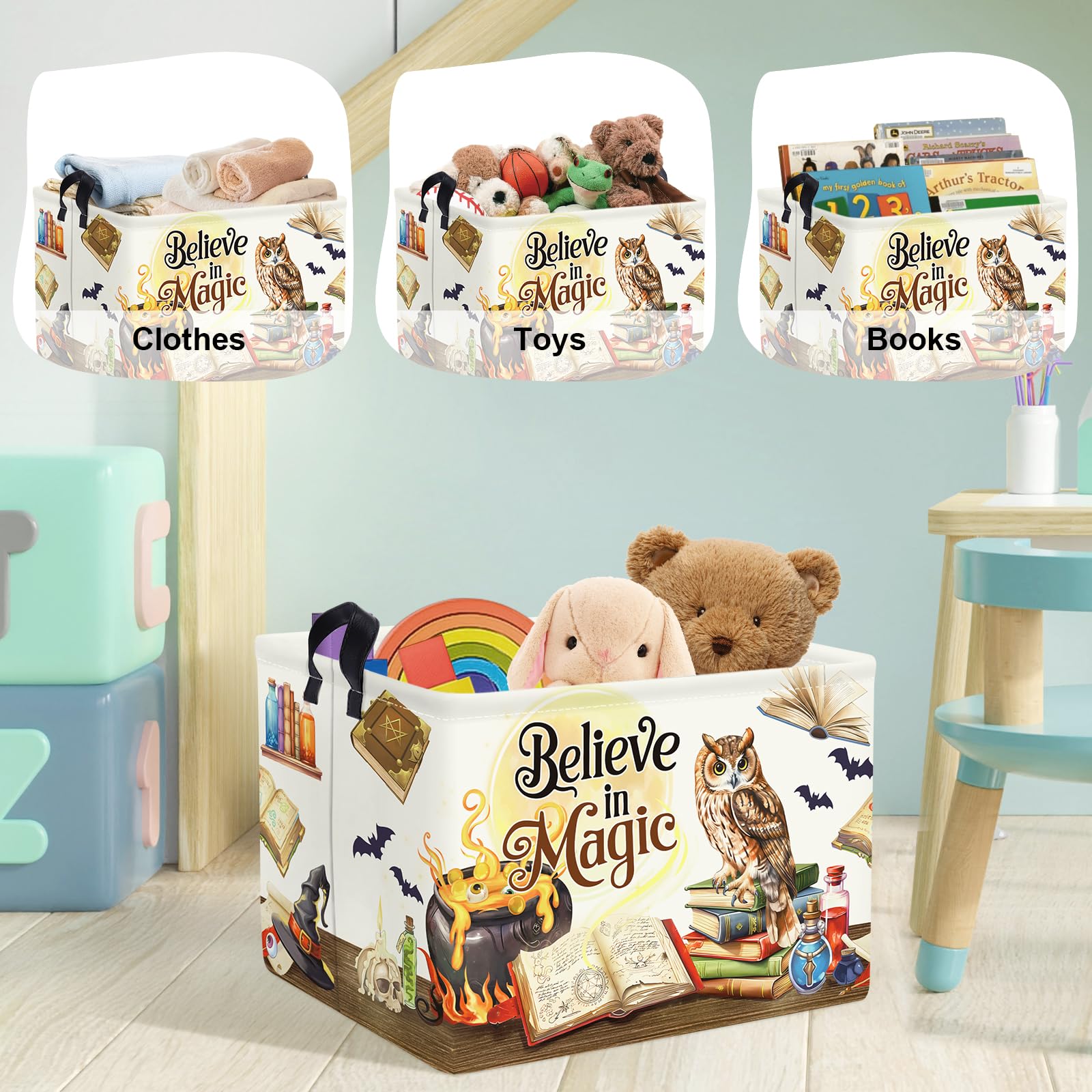 HUUMONSS Foldable kid toy basket for compact storage and easy cleanup
