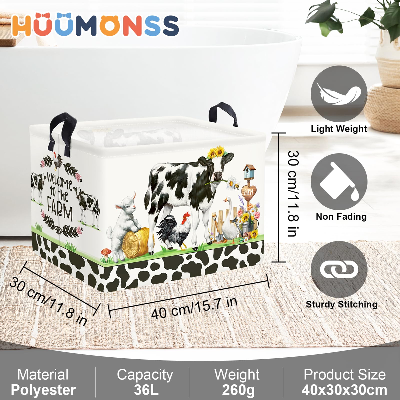 HUUMONSS Freestanding Laundry Hamper with metal frame stands upright.