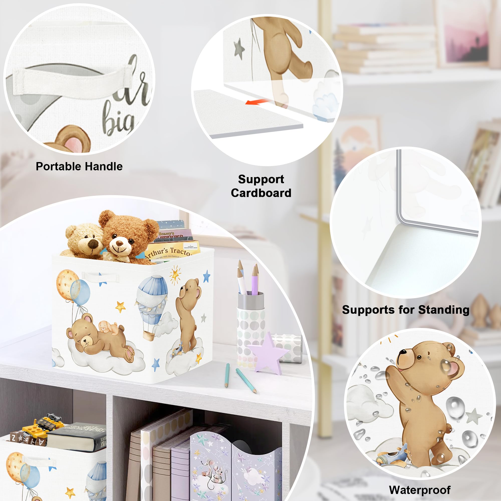 HUUMONSS kallax-compatible cubes with bear for neat shelving
