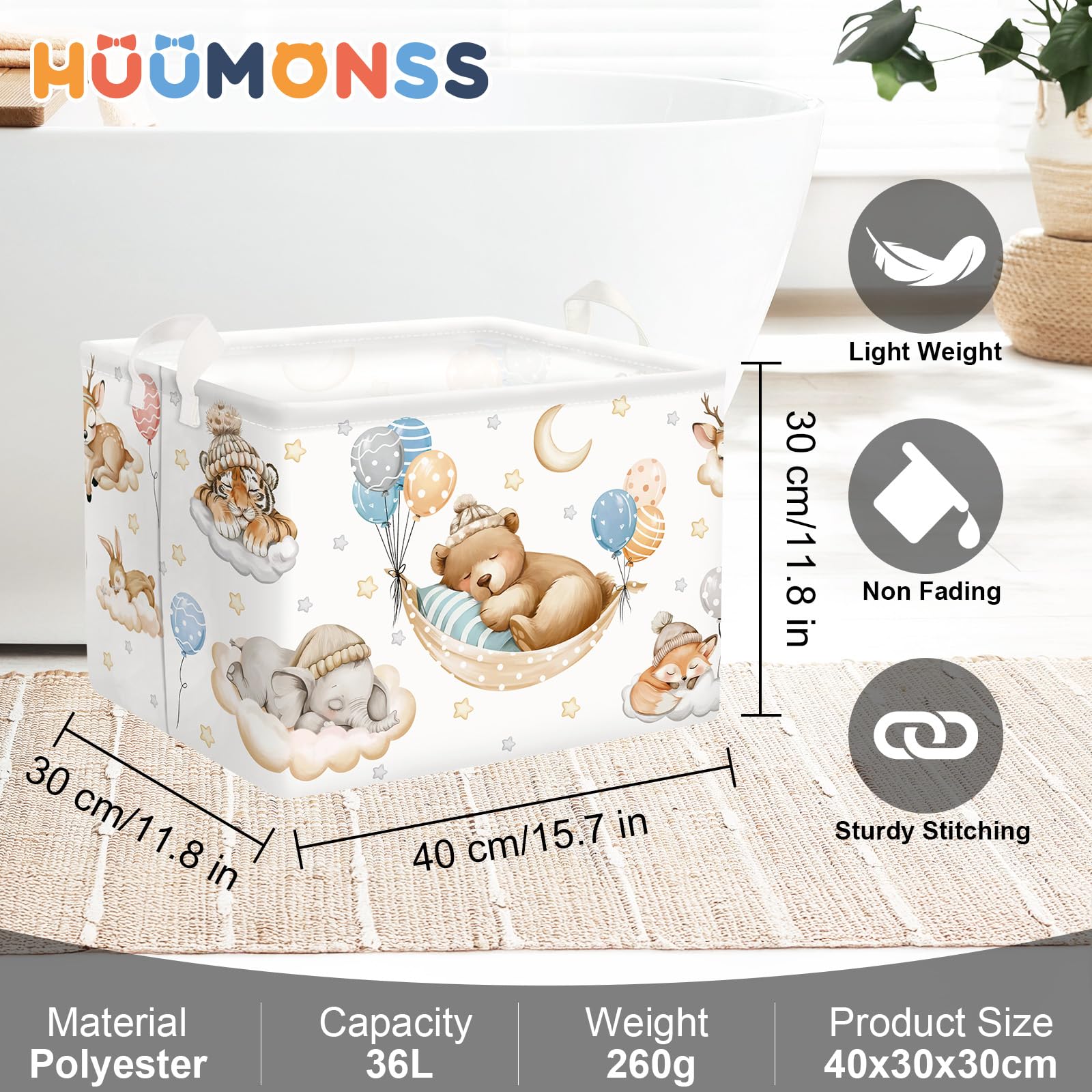 HUUMONSS Kids Room Toy Organizer Bin keeps toys neatly stored and within reach.