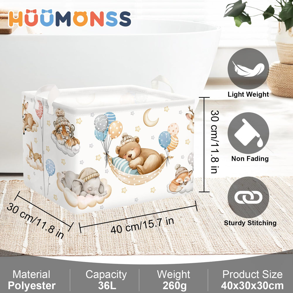 HUUMONSS Kids Room Toy Organizer Bin keeps toys neatly stored and within reach.