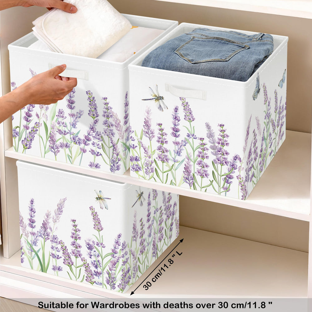 HUUMONSS lavender floral bin ideal for toy and laundry organization.