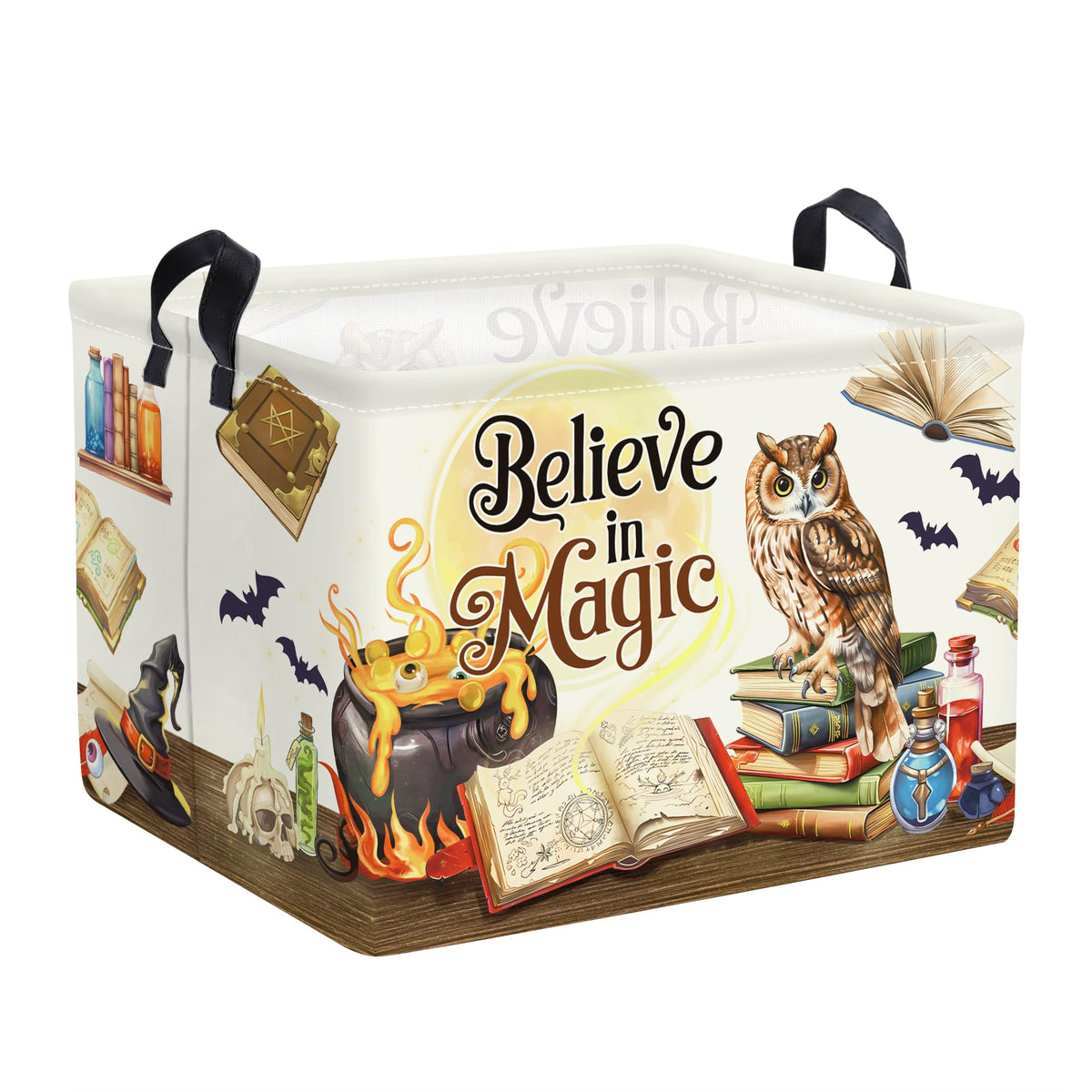 HUUMONSS Magic Hat Bat gift basket with owl decor, ideal for nursery organization
