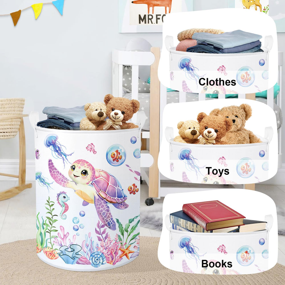 HUUMONSS Ocean Animals 63L capacity provides roomy space for laundry and toys.