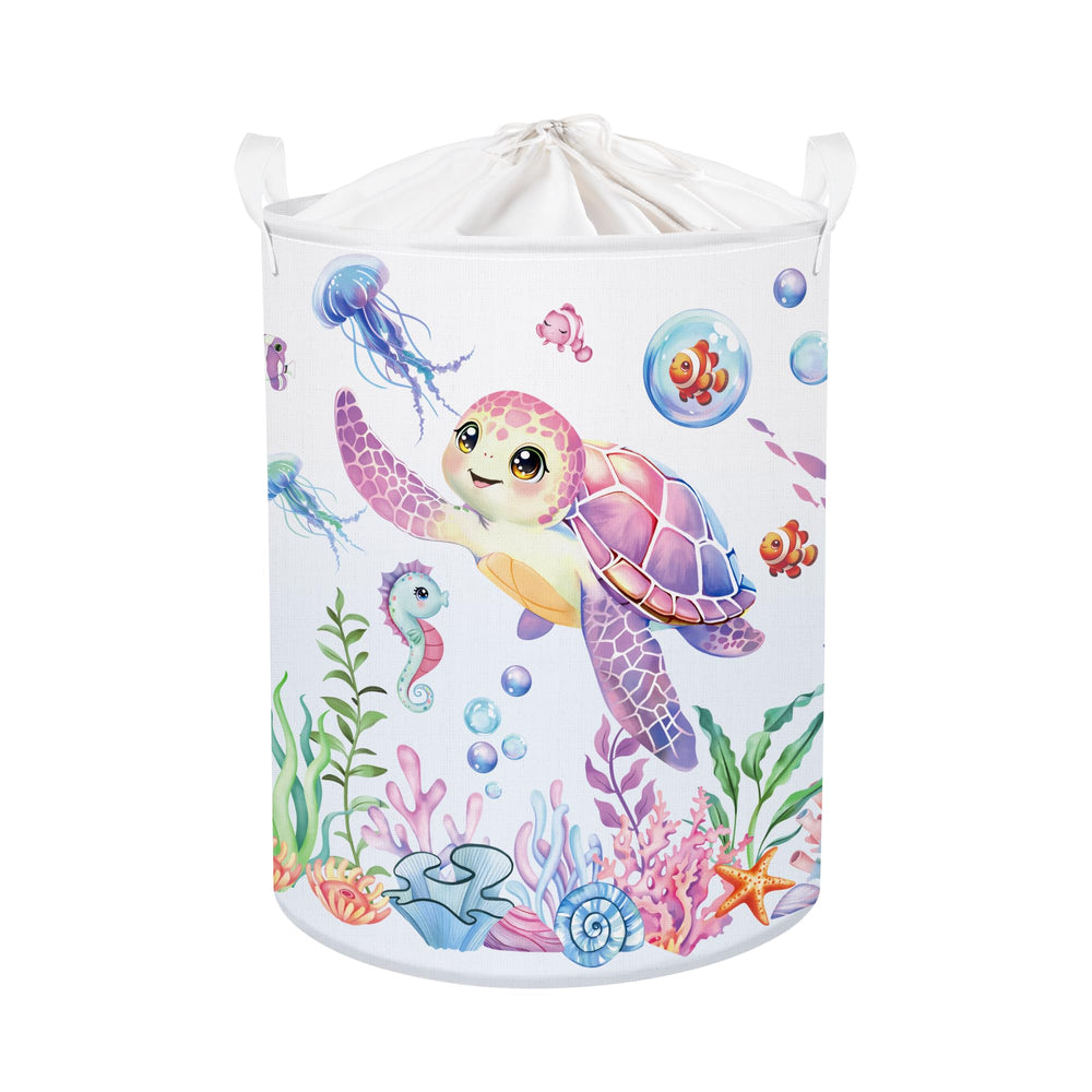 HUUMONSS Ocean Animals Sea Turtle design laundry basket for organized toy storage.