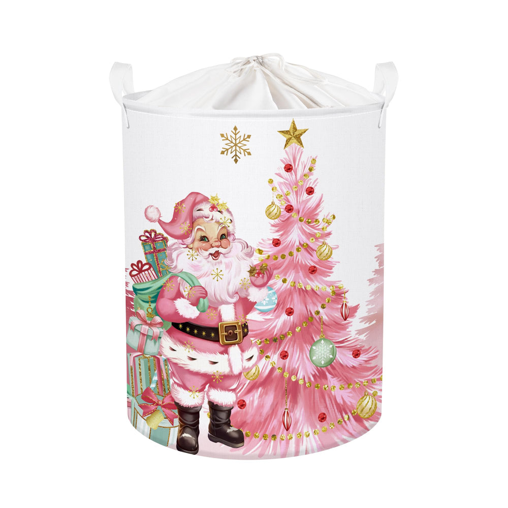HUUMONSS pink Santa Claus laundry hamper front view for easy sorting