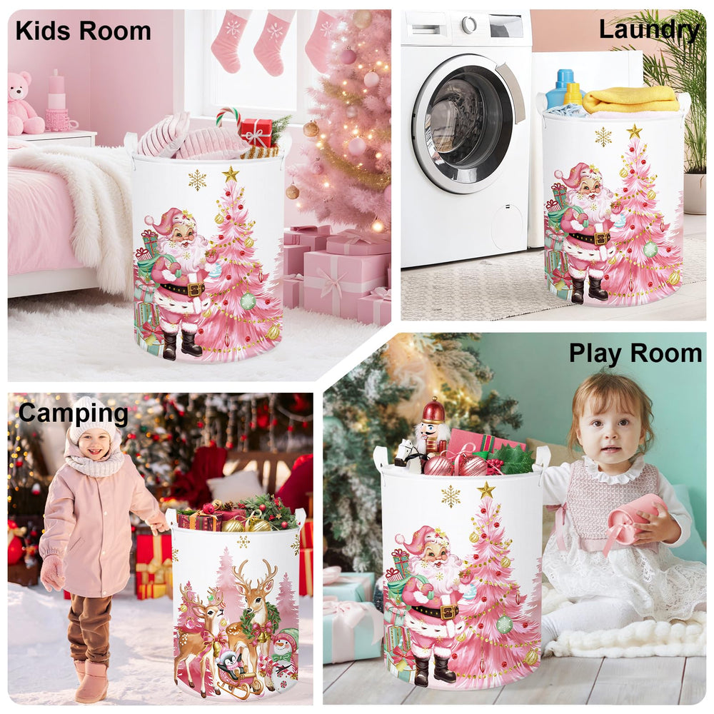 HUUMONSS pink Santa Claus laundry hamper helps tidy spaces and store gifts