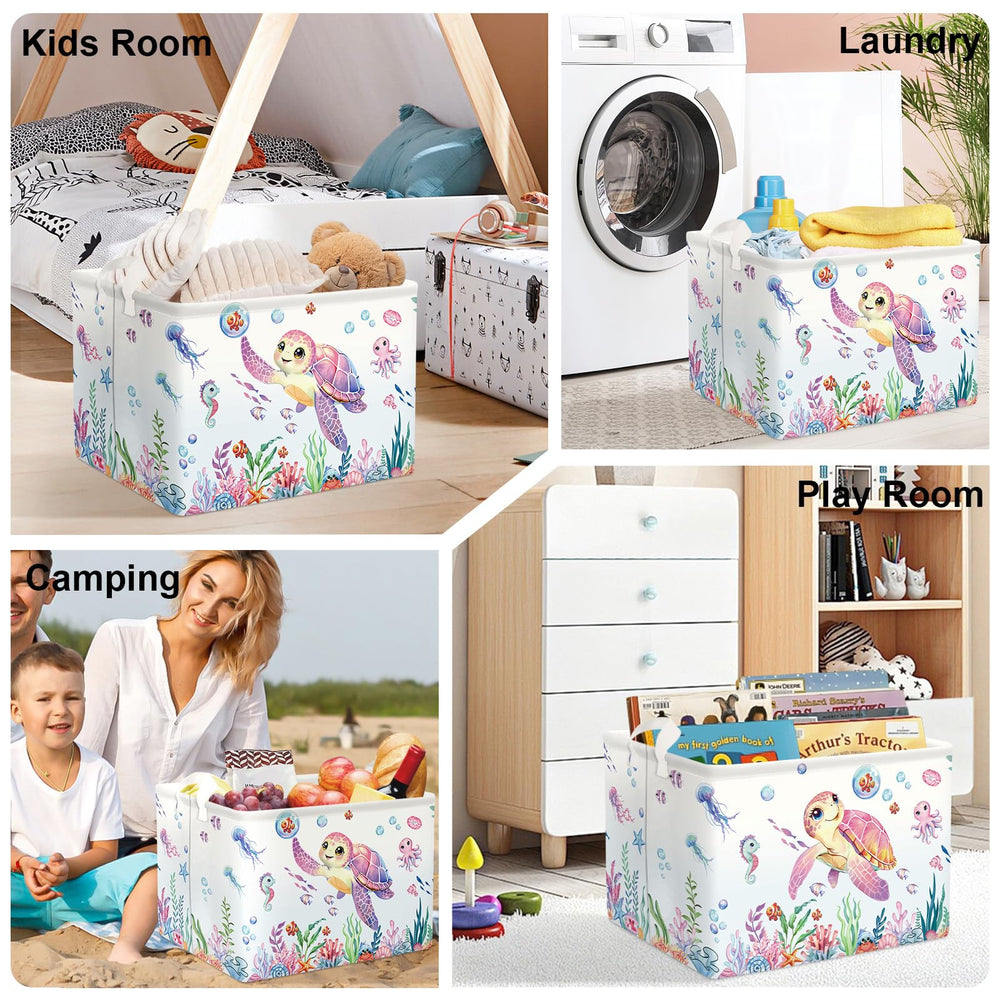 HUUMONSS Portable nursery storage basket suitable for under-bed or dorm rooms.