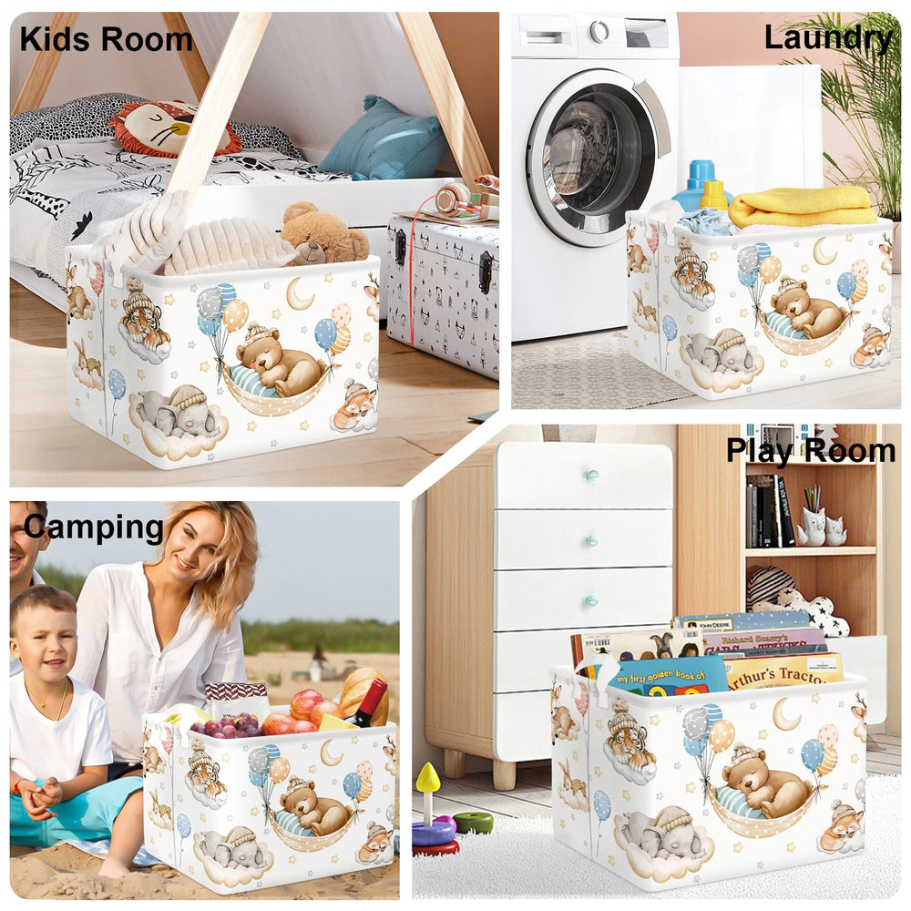 HUUMONSS Portable Nursery Storage Basket serves as a decorative, practical storage solution.