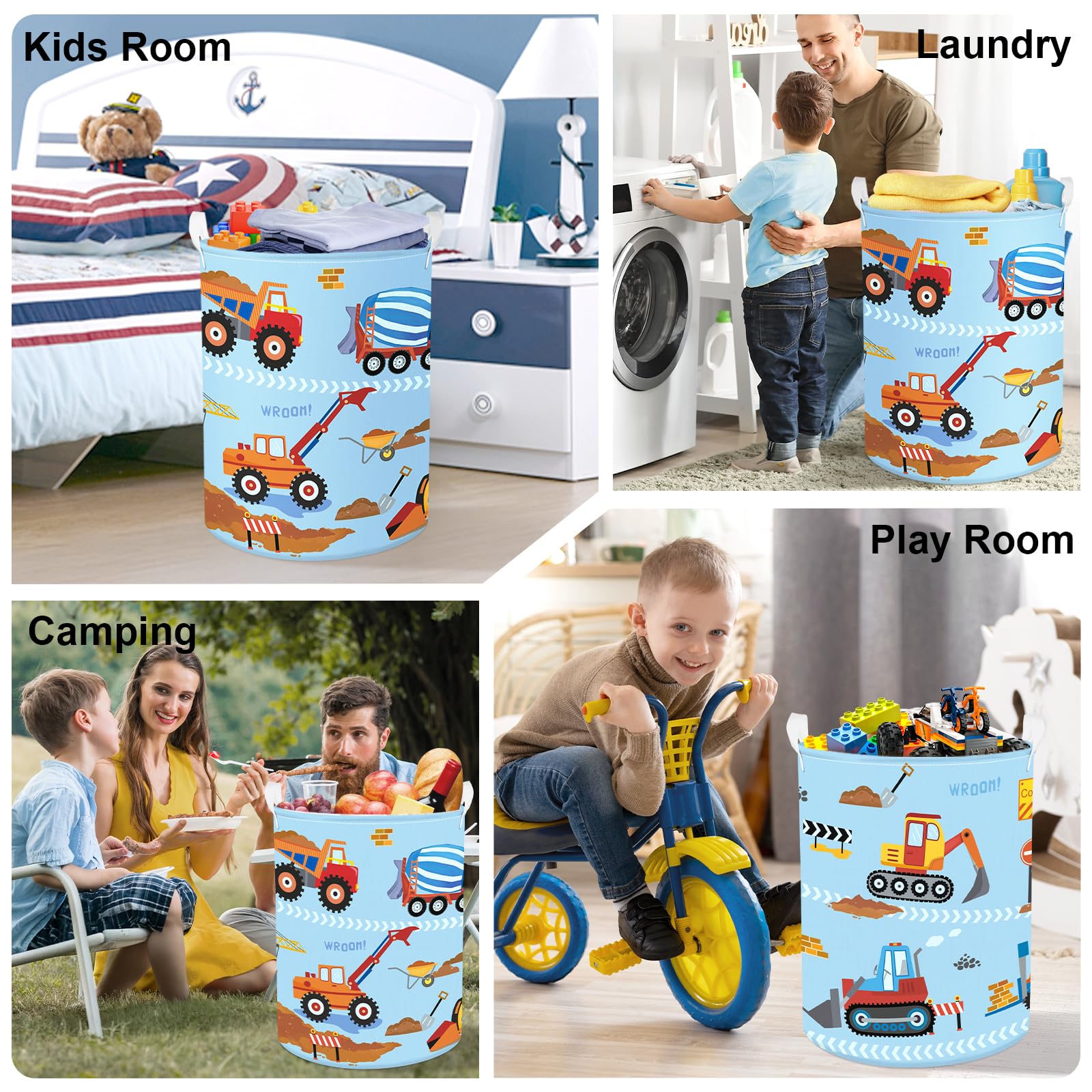 HUUMONSS reinforced top-edge toy bin stays upright.