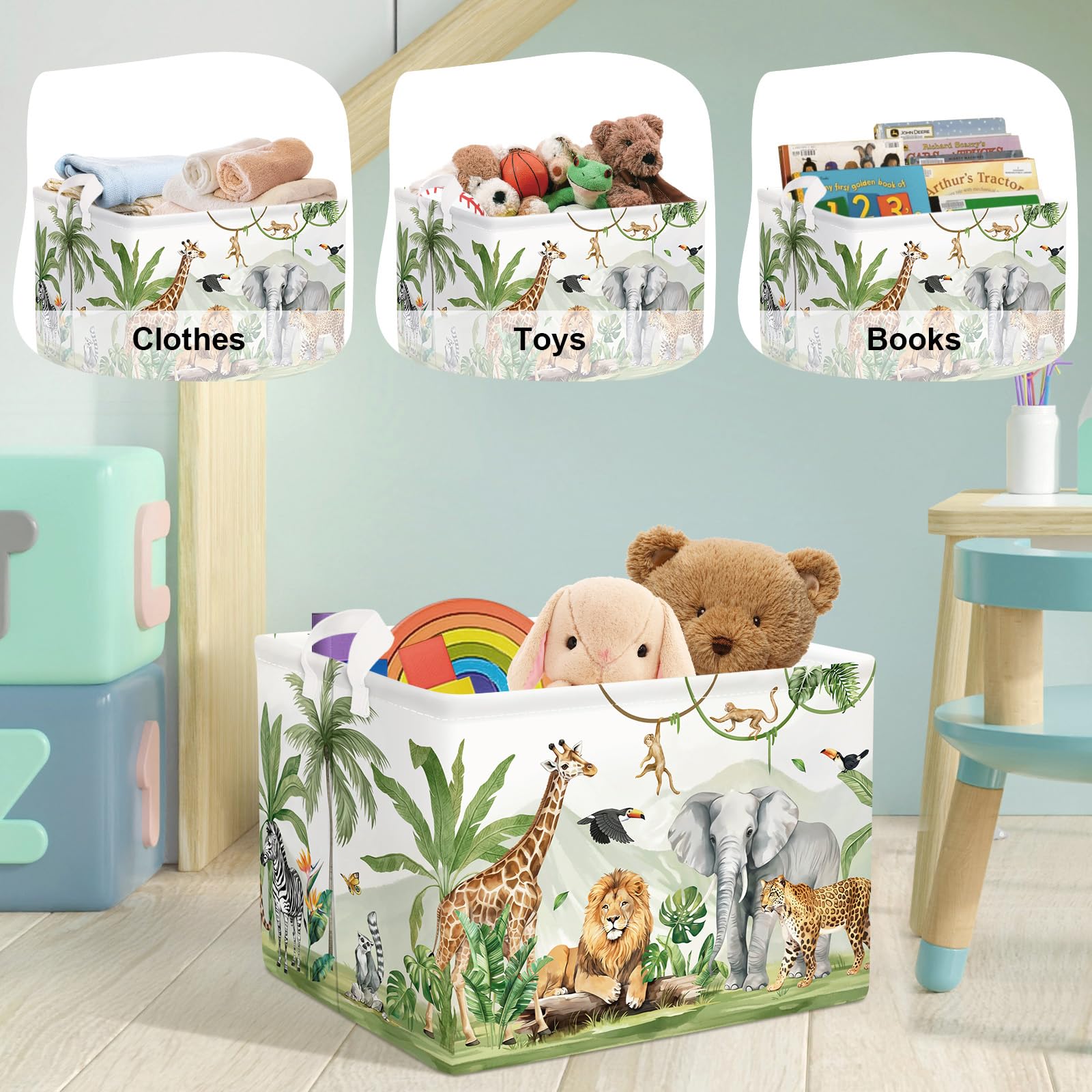 HUUMONSS monkey themed hamper helps kid rooms stay organized.