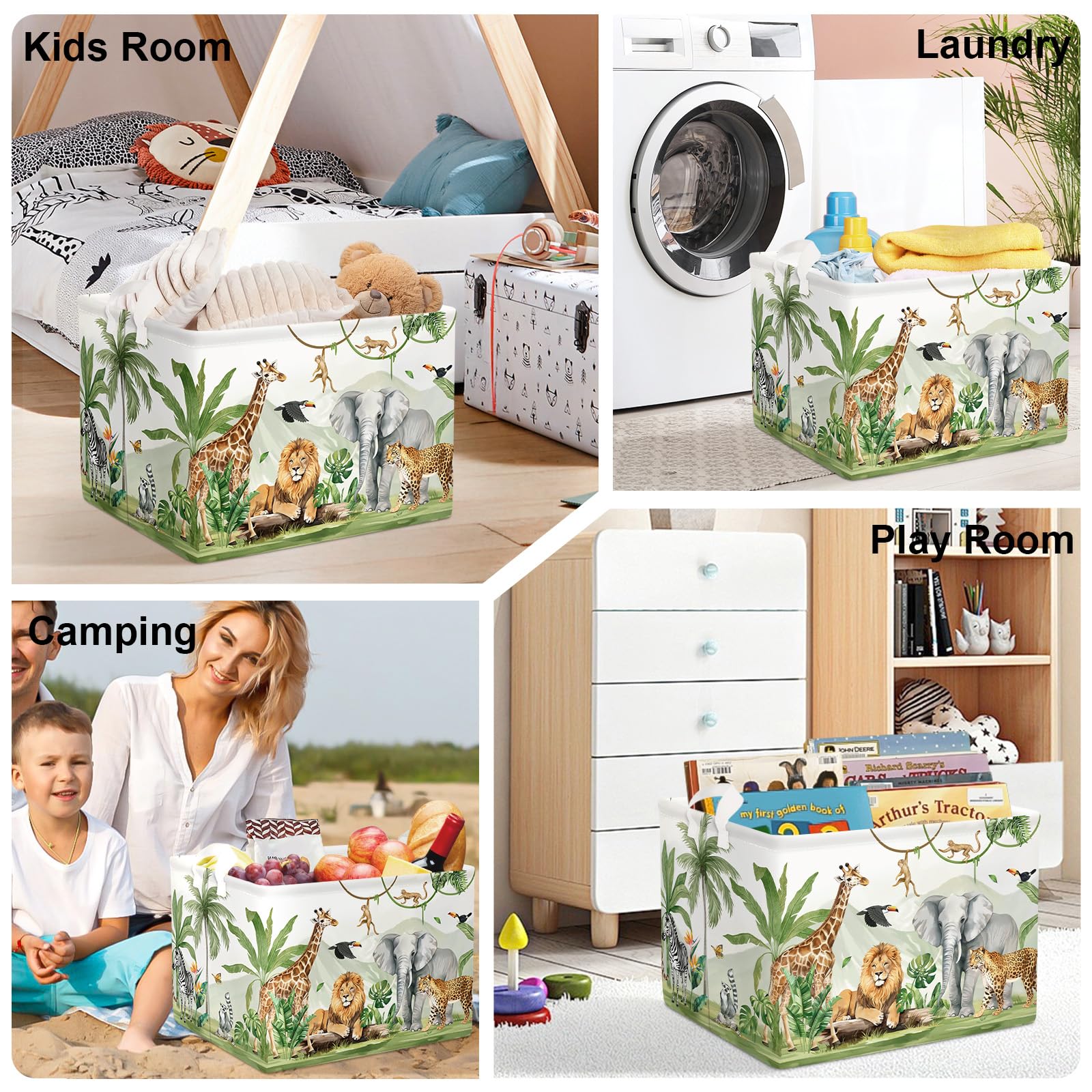 HUUMONSS tropical plants print bin adds color and order to nurseries.