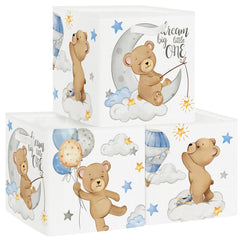 HUUMONSS sleeping animals cube-bin bear design for nursery toy storage