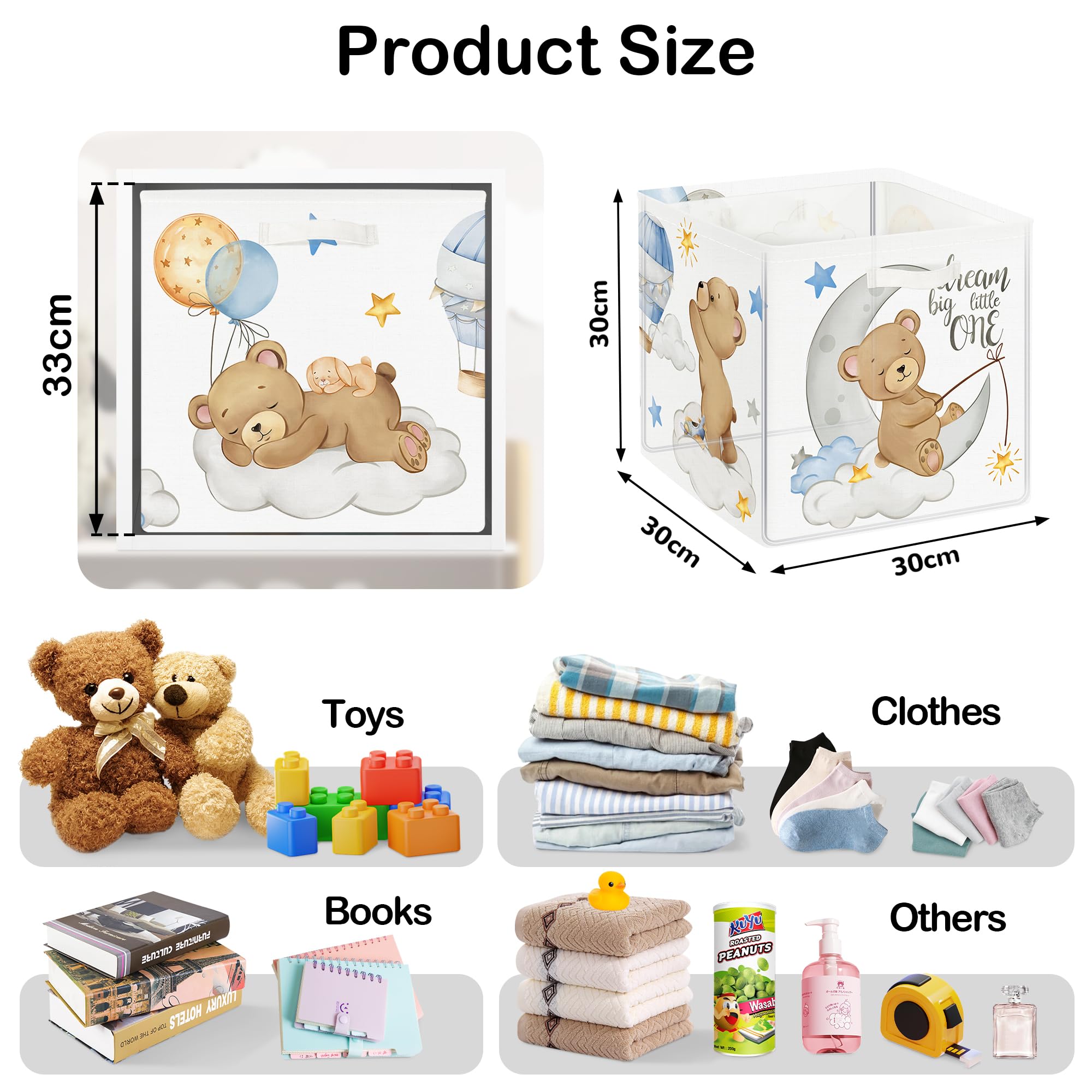 HUUMONSS sleeping animals cube-bin stars design for organized playroom storage