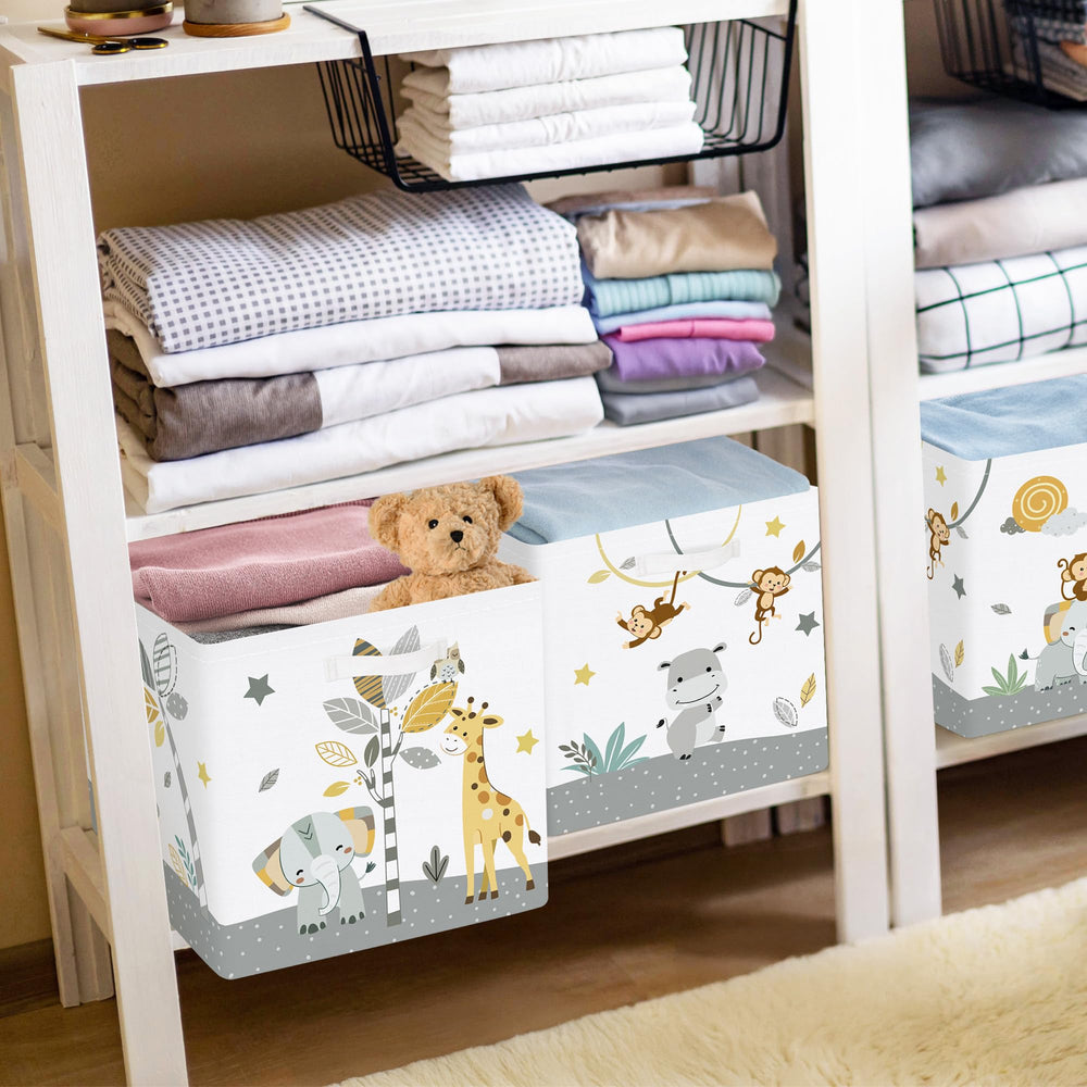 HUUMONSS tropical animals design bin for shelf organization.