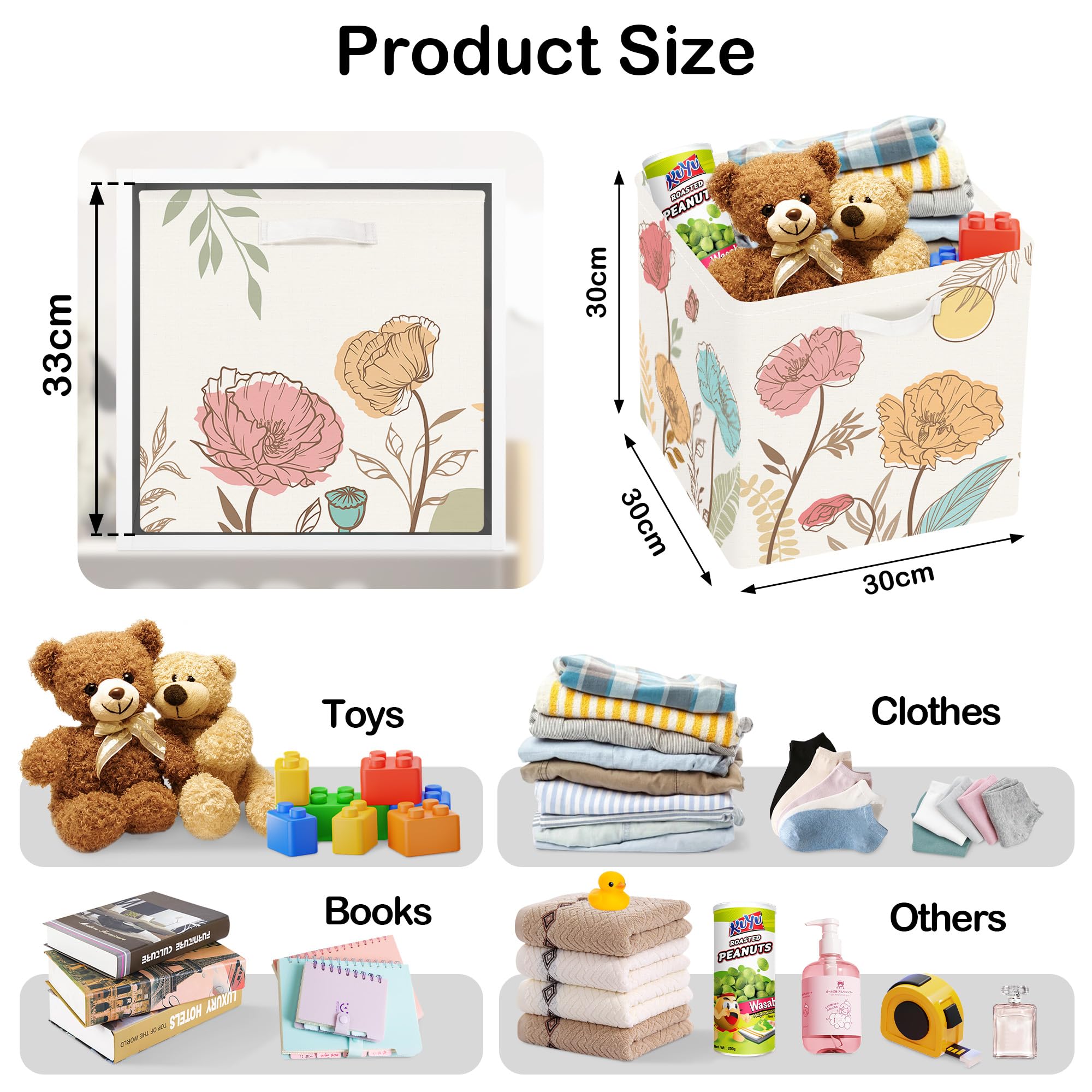 HUUMONSS Wild Flower cubes fit Kallax shelves for easy, tidy storage.