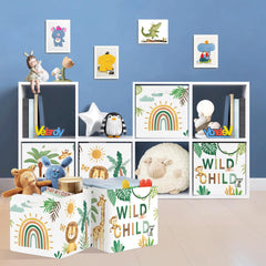 HUUMONSS woodland storage cube featuring palm leaves, perfect for nursery decor and organizing.