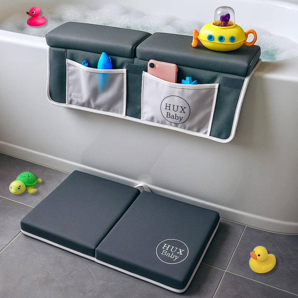 HUX Baby comfortable bath kneeler front view showing thick padding for knee comfort.