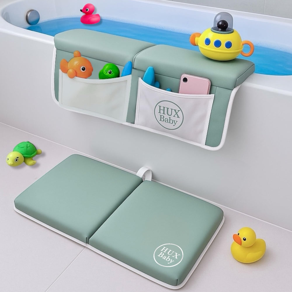 HUX Baby comfortable bath kneeler set cushions knees and elbows for bath time.