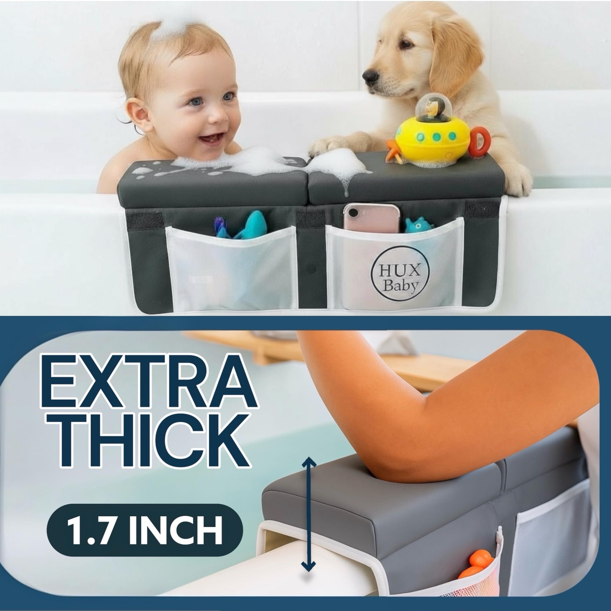HUX Baby kneeler non-slip backing closeup for a stable bath.