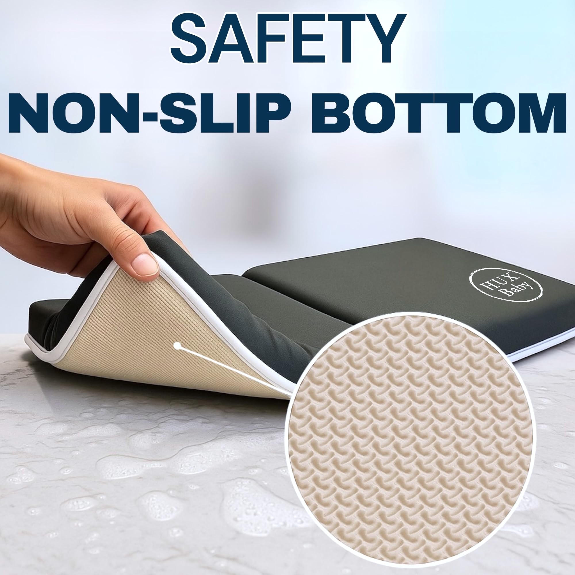 HUX Baby quick-dry material closeup resisting mold and mildew.