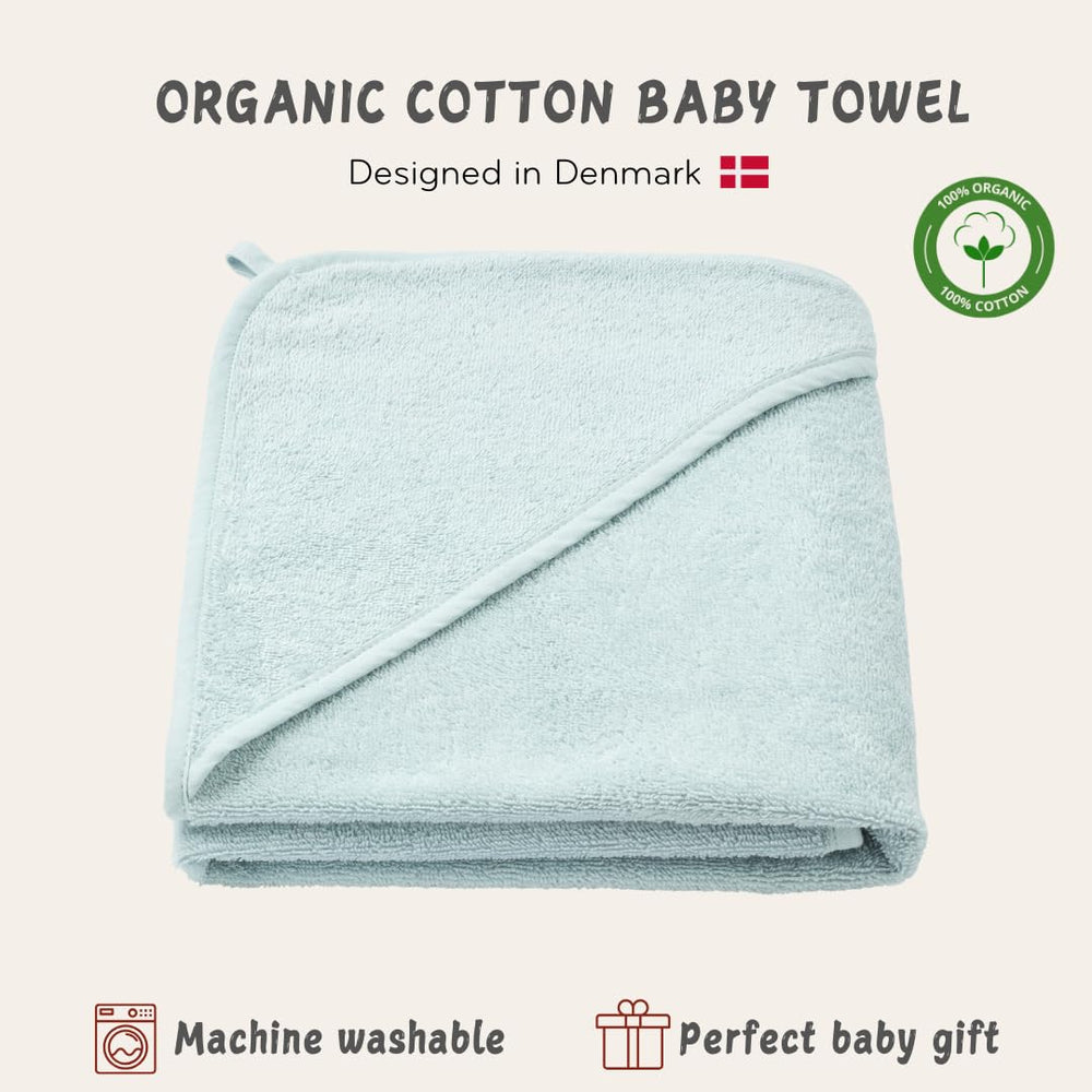Huxie baby hooded towel laid flat, generous 32x32 inches for growing babies.