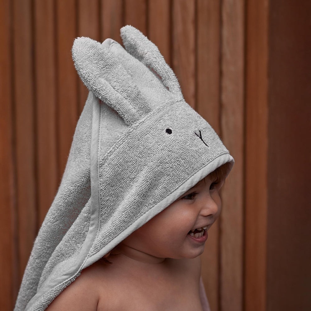 Huxie baby hooded towel highly absorbent material keeps baby dry quickly.